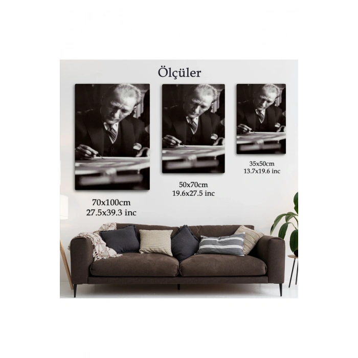 Atatürk Portre Tablosu Mustafa Kemal Atatürk Dikdörtgen Dekoratif Kanvas Tablo-FB-126