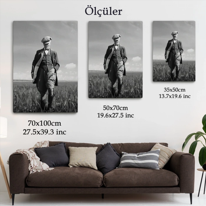 Atatürk Portre Tablosu Mustafa Kemal Atatürk Dikdörtgen Dekoratif Kanvas Tablo-FC-127