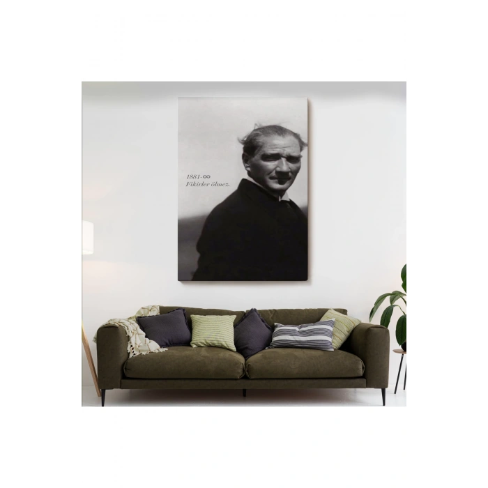 Atatürk Portre Tablosu Mustafa Kemal Atatürk Dikdörtgen Dekoratif Kanvas Tablo-FD-128