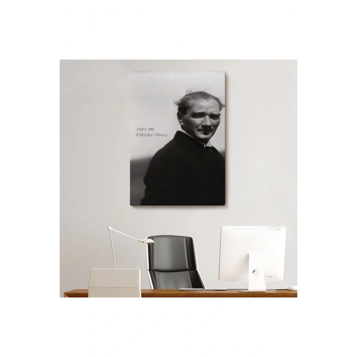 Atatürk Portre Tablosu Mustafa Kemal Atatürk Dikdörtgen Dekoratif Kanvas Tablo-FD-128