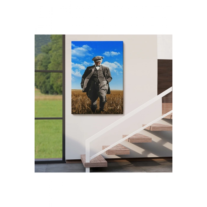 Atatürk Portre Tablosu Mustafa Kemal Atatürk Dikdörtgen Dekoratif Kanvas Tablo-FE-129