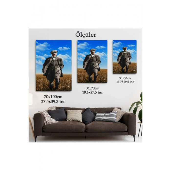 Atatürk Portre Tablosu Mustafa Kemal Atatürk Dikdörtgen Dekoratif Kanvas Tablo-FE-129