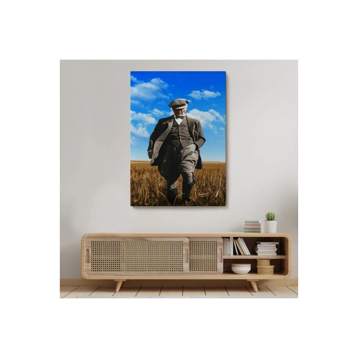 Atatürk Portre Tablosu Mustafa Kemal Atatürk Dikdörtgen Dekoratif Kanvas Tablo-FE-129