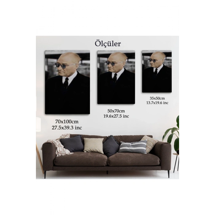 Atatürk Portre Tablosu Mustafa Kemal Atatürk Dikdörtgen Dekoratif Kanvas Tablo-FF-130