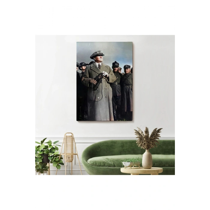 Atatürk Portre Tablosu Mustafa Kemal Atatürk Dikdörtgen Dekoratif Kanvas Tablo-FG-131