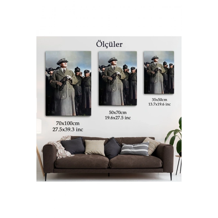 Atatürk Portre Tablosu Mustafa Kemal Atatürk Dikdörtgen Dekoratif Kanvas Tablo-FG-131