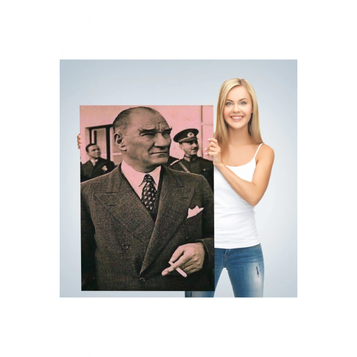 Atatürk Portre Tablosu Mustafa Kemal Atatürk Dikdörtgen Dekoratif Kanvas Tablo-FH-132