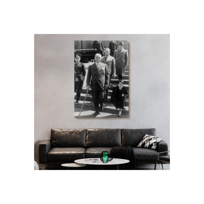 Atatürk Portre Tablosu Mustafa Kemal Atatürk Dikdörtgen Dekoratif Kanvas Tablo-FI-133