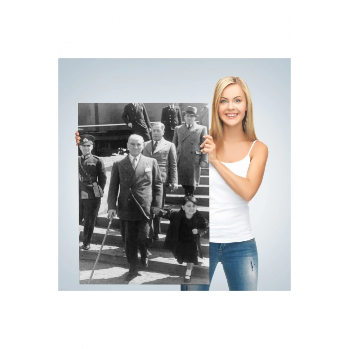 Atatürk Portre Tablosu Mustafa Kemal Atatürk Dikdörtgen Dekoratif Kanvas Tablo-FI-133