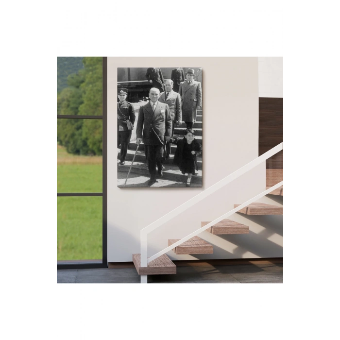 Atatürk Portre Tablosu Mustafa Kemal Atatürk Dikdörtgen Dekoratif Kanvas Tablo-FI-133