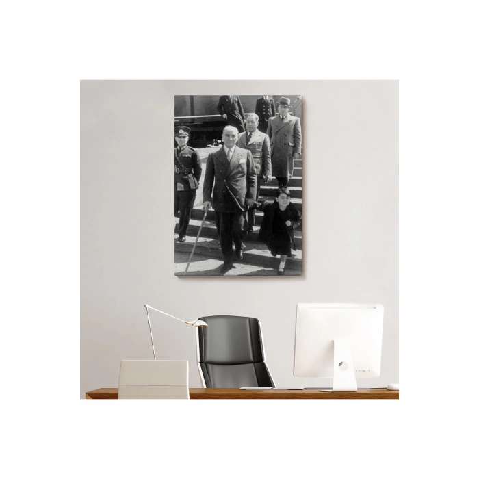 Atatürk Portre Tablosu Mustafa Kemal Atatürk Dikdörtgen Dekoratif Kanvas Tablo-FI-133