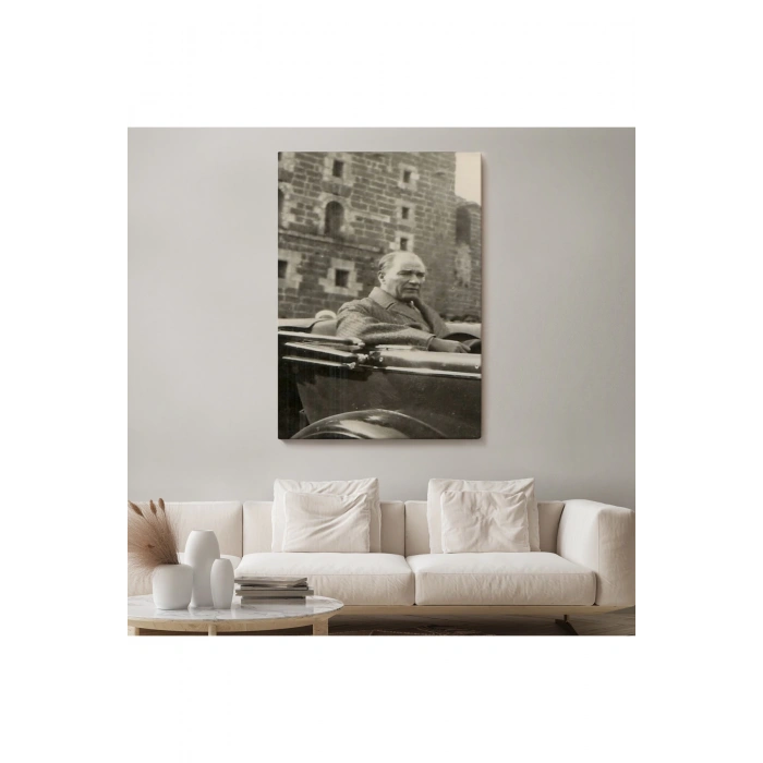 Atatürk Portre Tablosu Mustafa Kemal Atatürk Dikdörtgen Dekoratif Kanvas Tablo-FJ-134