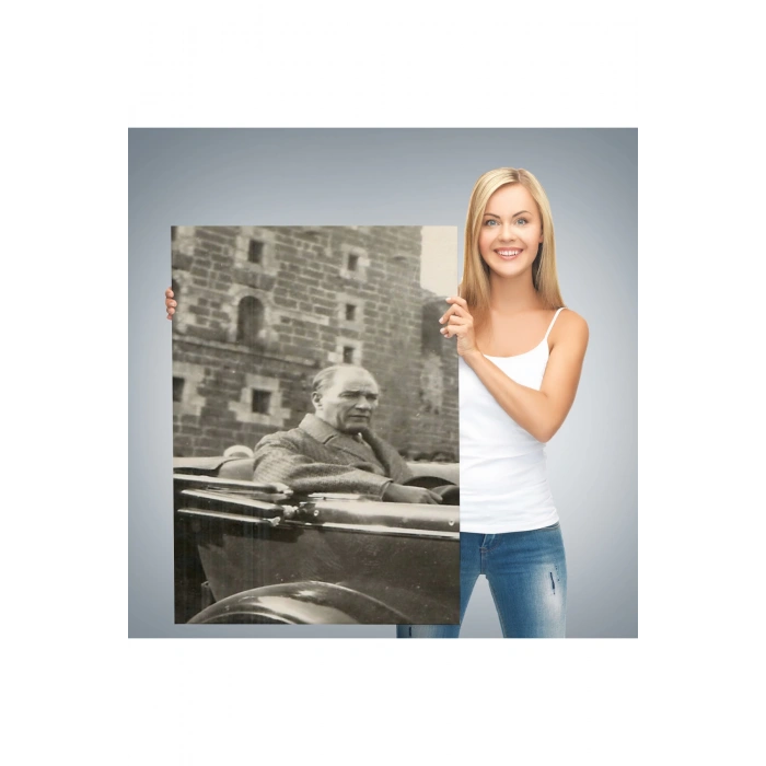 Atatürk Portre Tablosu Mustafa Kemal Atatürk Dikdörtgen Dekoratif Kanvas Tablo-FJ-134