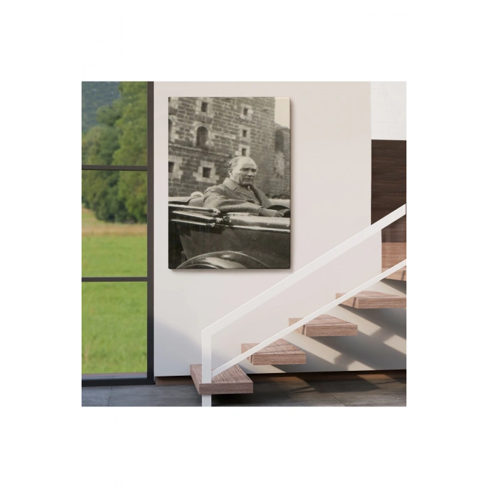 Atatürk Portre Tablosu Mustafa Kemal Atatürk Dikdörtgen Dekoratif Kanvas Tablo-FJ-134