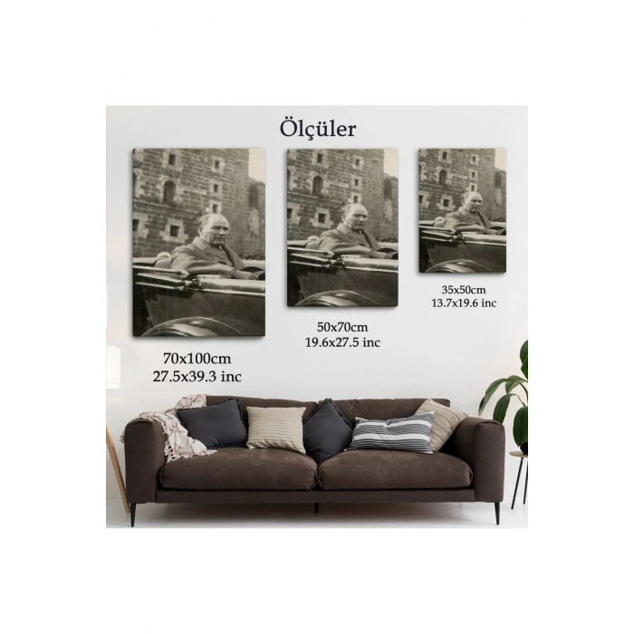 Atatürk Portre Tablosu Mustafa Kemal Atatürk Dikdörtgen Dekoratif Kanvas Tablo-FJ-134