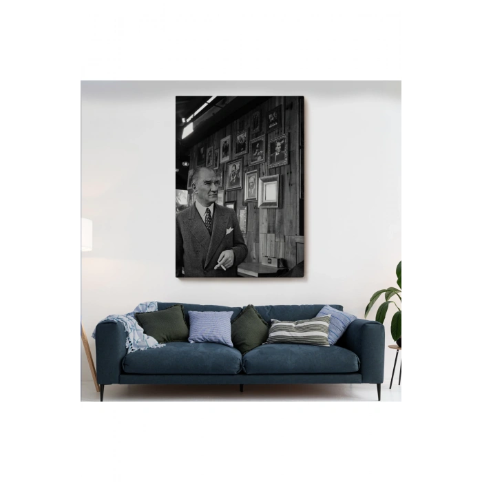 Atatürk Portre Tablosu Mustafa Kemal Atatürk Dikdörtgen Dekoratif Kanvas Tablo-FK-135