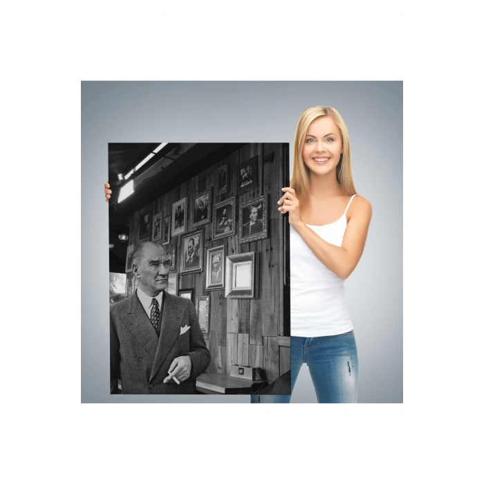 Atatürk Portre Tablosu Mustafa Kemal Atatürk Dikdörtgen Dekoratif Kanvas Tablo-FK-135