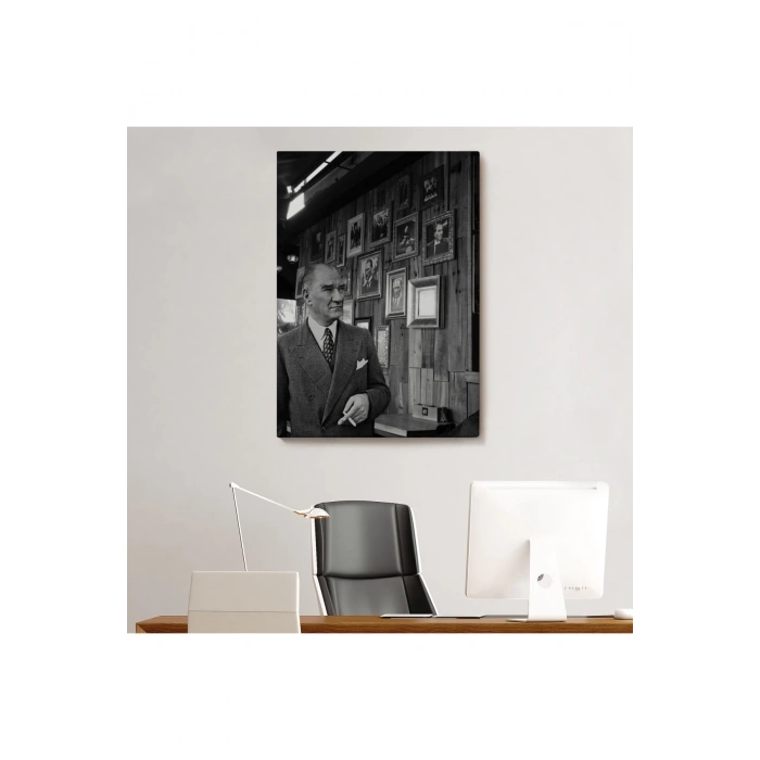 Atatürk Portre Tablosu Mustafa Kemal Atatürk Dikdörtgen Dekoratif Kanvas Tablo-FK-135