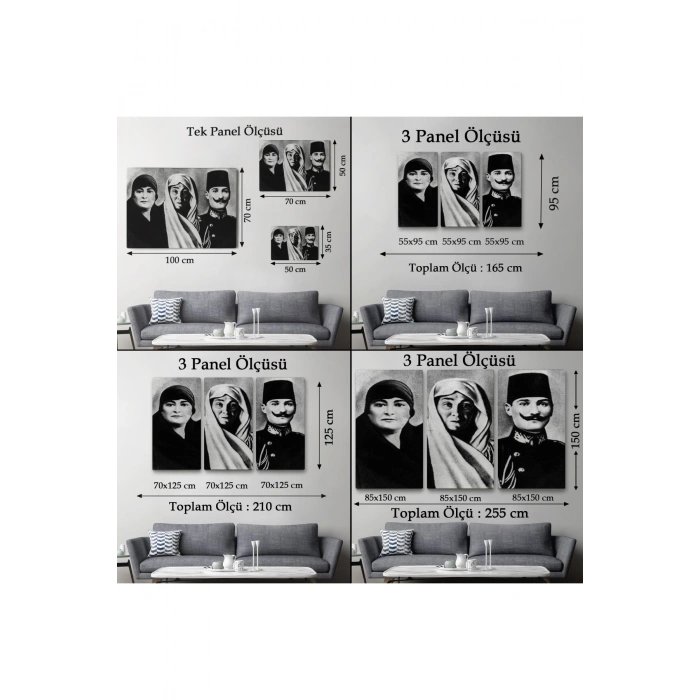 Atatürk Portre Tablosu Mustafa Kemal Atatürk Dikdörtgen Dekoratif Kanvas Tablo-FL-136