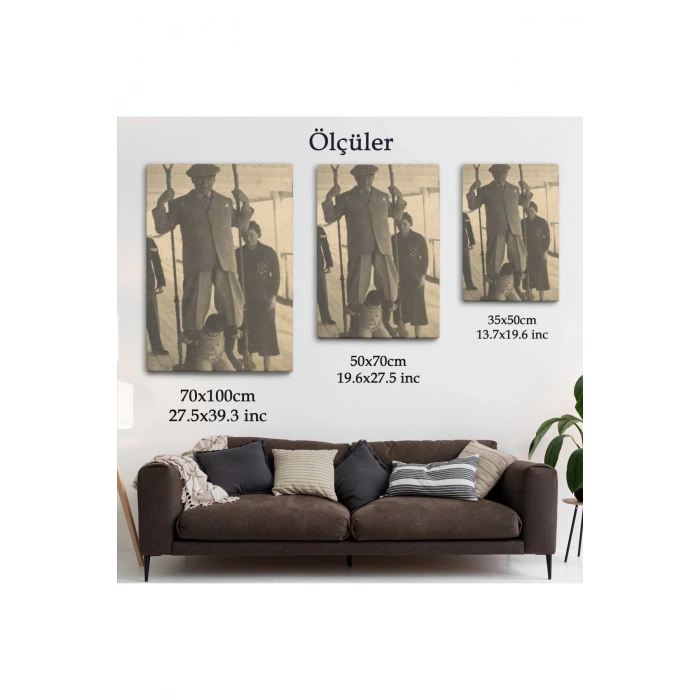 Atatürk Portre Tablosu Mustafa Kemal Atatürk Dikdörtgen Dekoratif Kanvas Tablo-FO-138