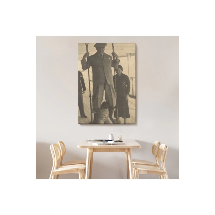 Atatürk Portre Tablosu Mustafa Kemal Atatürk Dikdörtgen Dekoratif Kanvas Tablo-FO-138