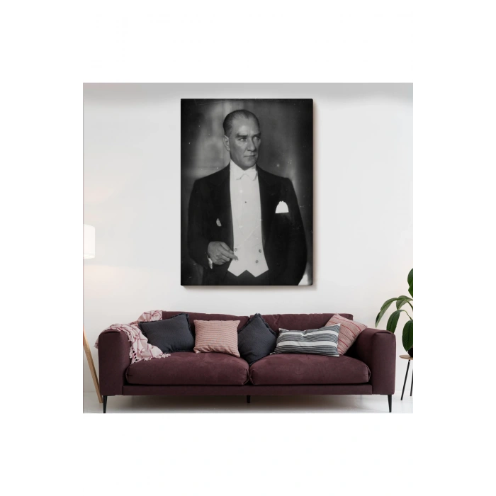 Atatürk Portre Tablosu Mustafa Kemal Atatürk Dikdörtgen Dekoratif Kanvas Tablo-FÖ-139