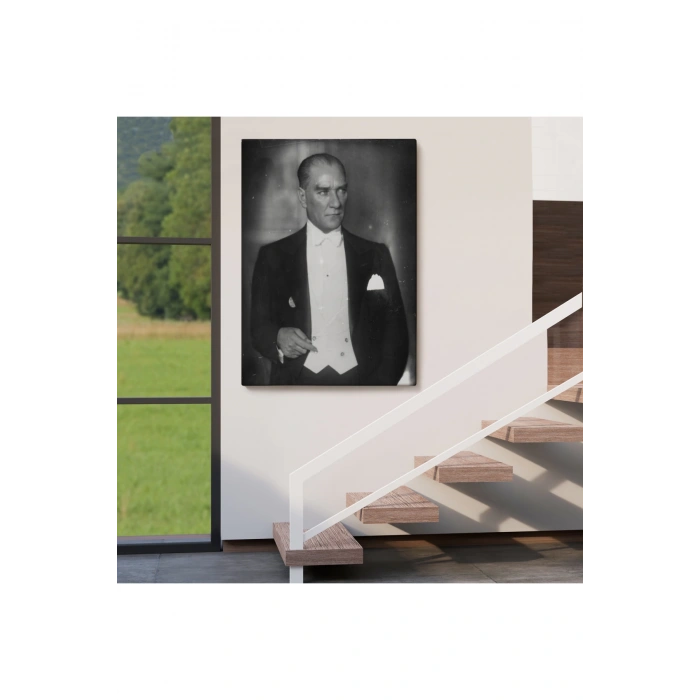 Atatürk Portre Tablosu Mustafa Kemal Atatürk Dikdörtgen Dekoratif Kanvas Tablo-FÖ-139