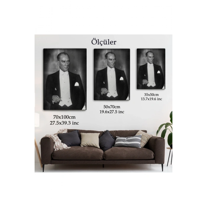 Atatürk Portre Tablosu Mustafa Kemal Atatürk Dikdörtgen Dekoratif Kanvas Tablo-FÖ-139