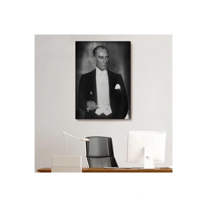 Atatürk Portre Tablosu Mustafa Kemal Atatürk Dikdörtgen Dekoratif Kanvas Tablo-FÖ-139