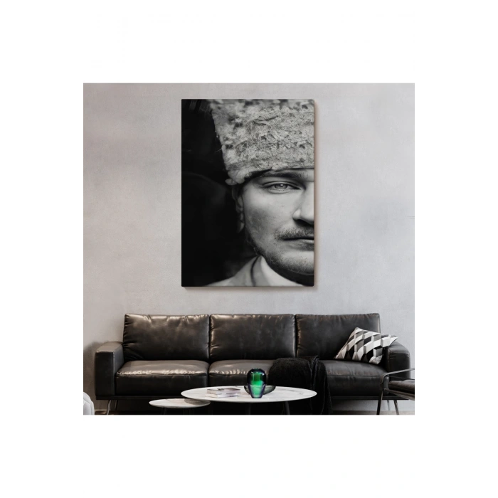 Atatürk Portre Tablosu Mustafa Kemal Atatürk Dikdörtgen Dekoratif Kanvas Tablo-FP-140