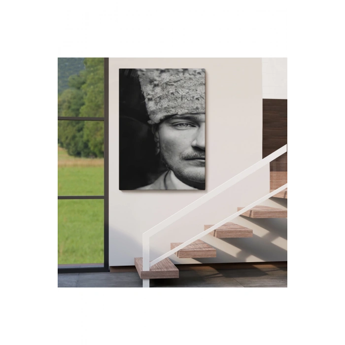 Atatürk Portre Tablosu Mustafa Kemal Atatürk Dikdörtgen Dekoratif Kanvas Tablo-FP-140