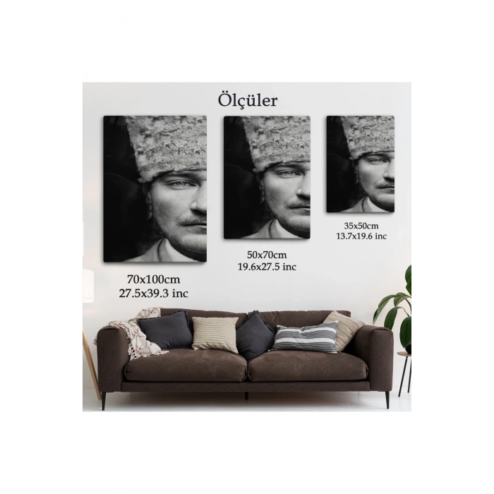 Atatürk Portre Tablosu Mustafa Kemal Atatürk Dikdörtgen Dekoratif Kanvas Tablo-FP-140