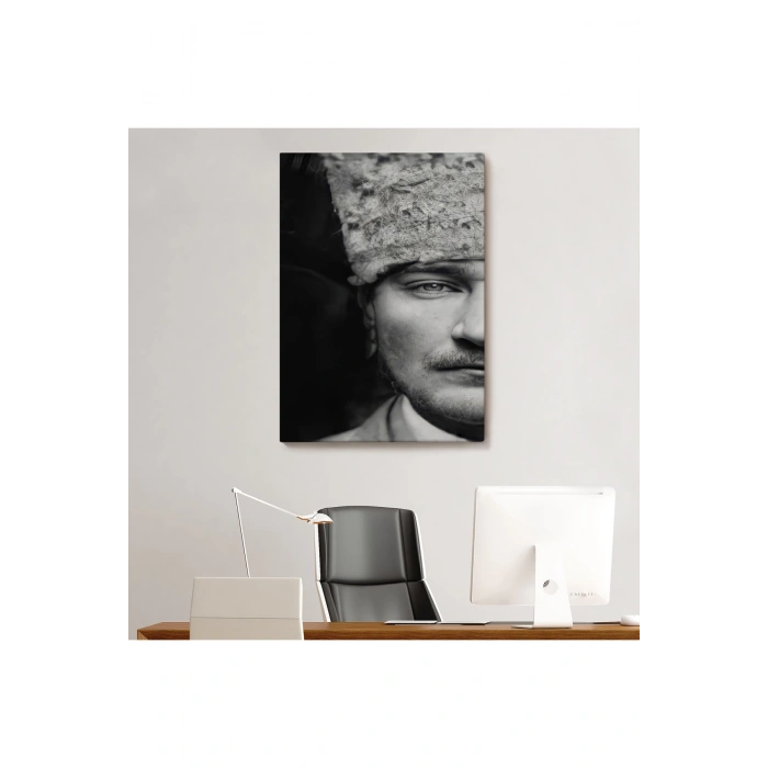 Atatürk Portre Tablosu Mustafa Kemal Atatürk Dikdörtgen Dekoratif Kanvas Tablo-FP-140