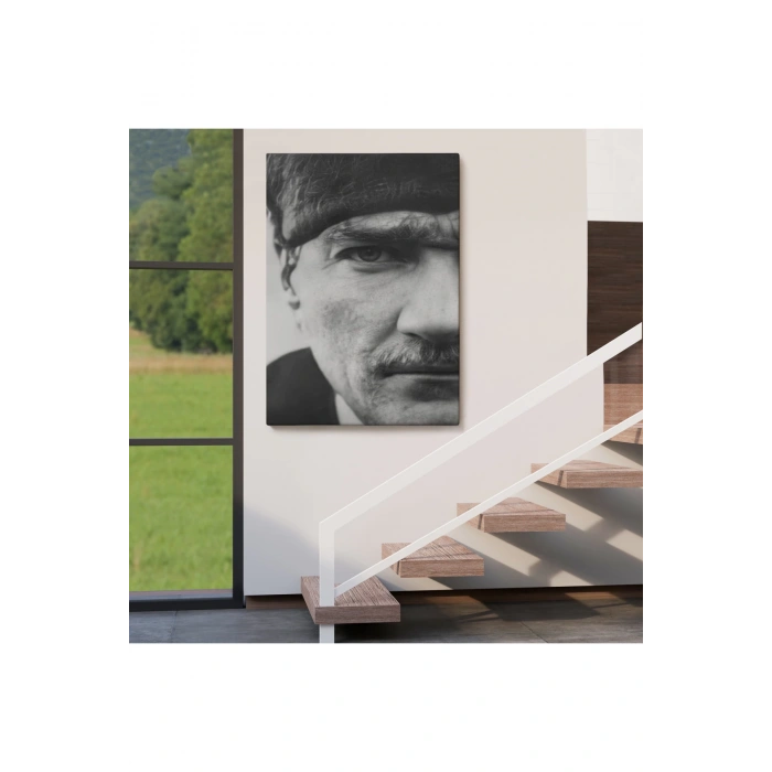 Atatürk Portre Tablosu Mustafa Kemal Atatürk Dikdörtgen Dekoratif Kanvas Tablo-FS-142