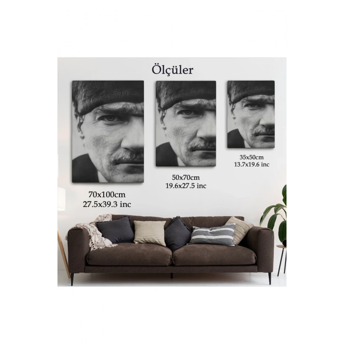 Atatürk Portre Tablosu Mustafa Kemal Atatürk Dikdörtgen Dekoratif Kanvas Tablo-FS-142