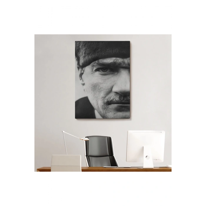 Atatürk Portre Tablosu Mustafa Kemal Atatürk Dikdörtgen Dekoratif Kanvas Tablo-FS-142