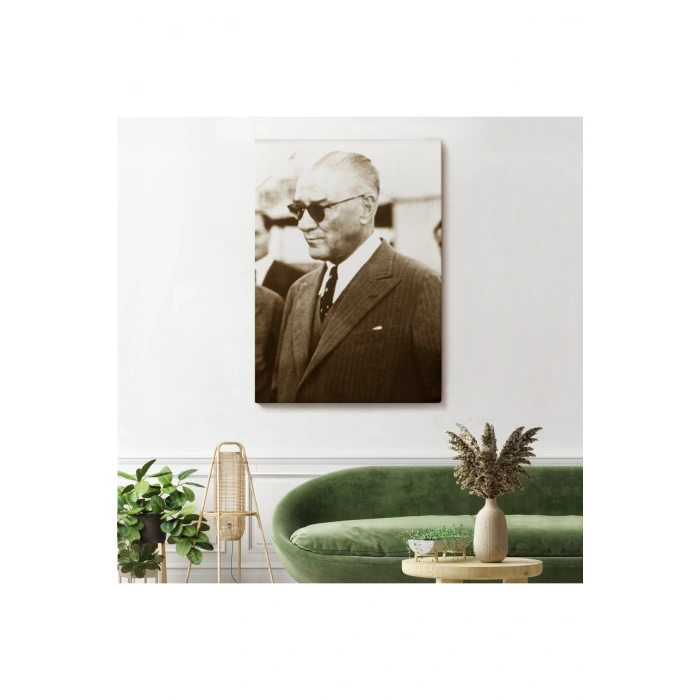 Atatürk Portre Tablosu Mustafa Kemal Atatürk Dikdörtgen Dekoratif Kanvas Tablo-FŞ-143