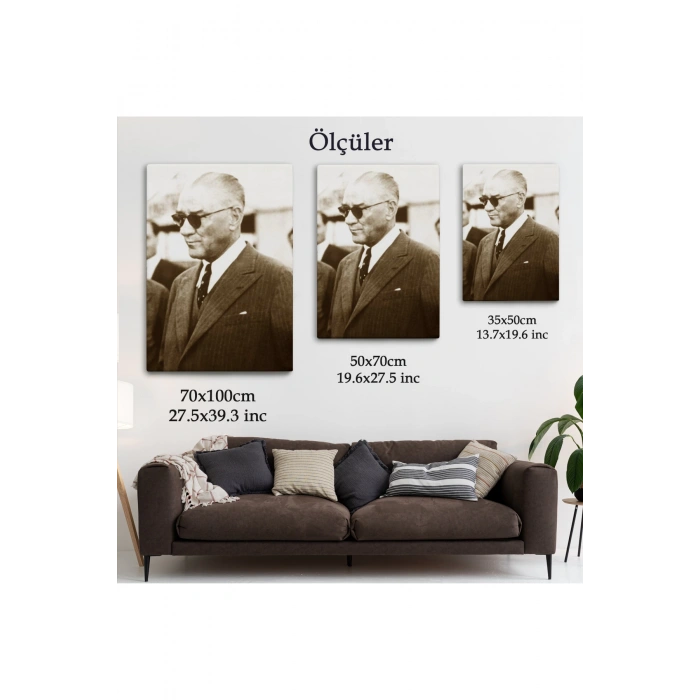 Atatürk Portre Tablosu Mustafa Kemal Atatürk Dikdörtgen Dekoratif Kanvas Tablo-FŞ-143