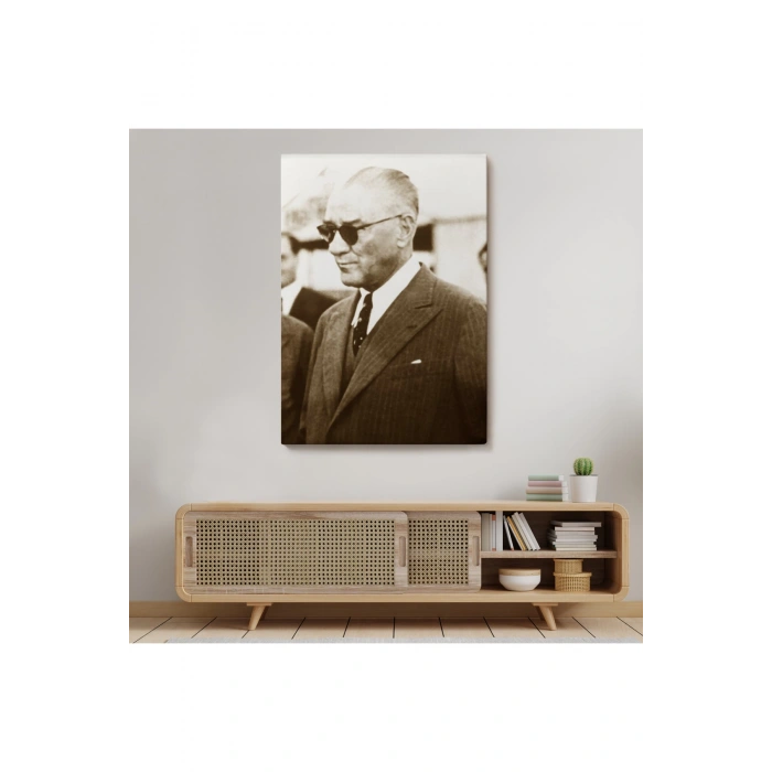Atatürk Portre Tablosu Mustafa Kemal Atatürk Dikdörtgen Dekoratif Kanvas Tablo-FŞ-143