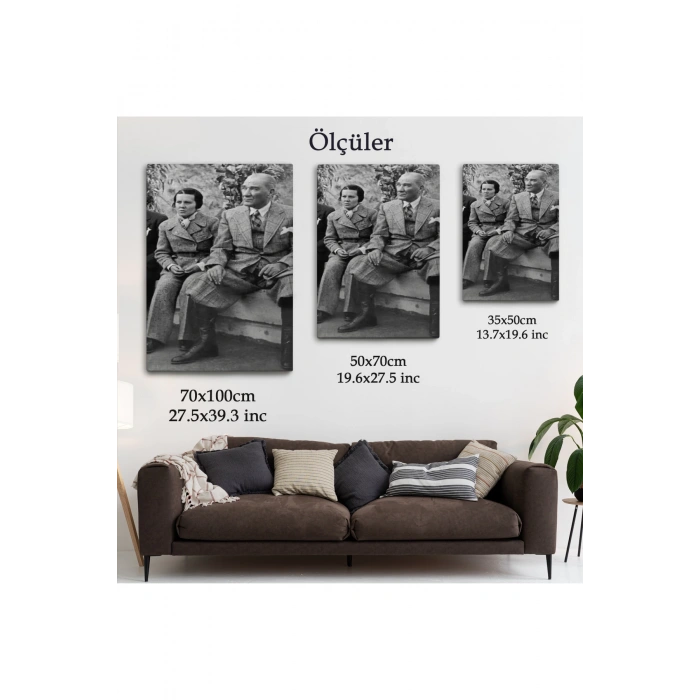 Atatürk Portre Tablosu Mustafa Kemal Atatürk Dikdörtgen Dekoratif Kanvas Tablo-FT-144