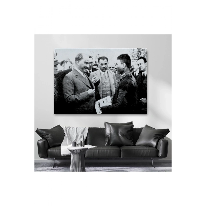 Atatürk Portre Tablosu Mustafa Kemal Atatürk Dikdörtgen Dekoratif Kanvas Tablo-FU-145
