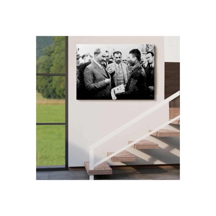 Atatürk Portre Tablosu Mustafa Kemal Atatürk Dikdörtgen Dekoratif Kanvas Tablo-FU-145