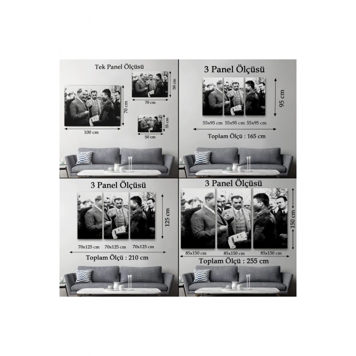 Atatürk Portre Tablosu Mustafa Kemal Atatürk Dikdörtgen Dekoratif Kanvas Tablo-FU-145