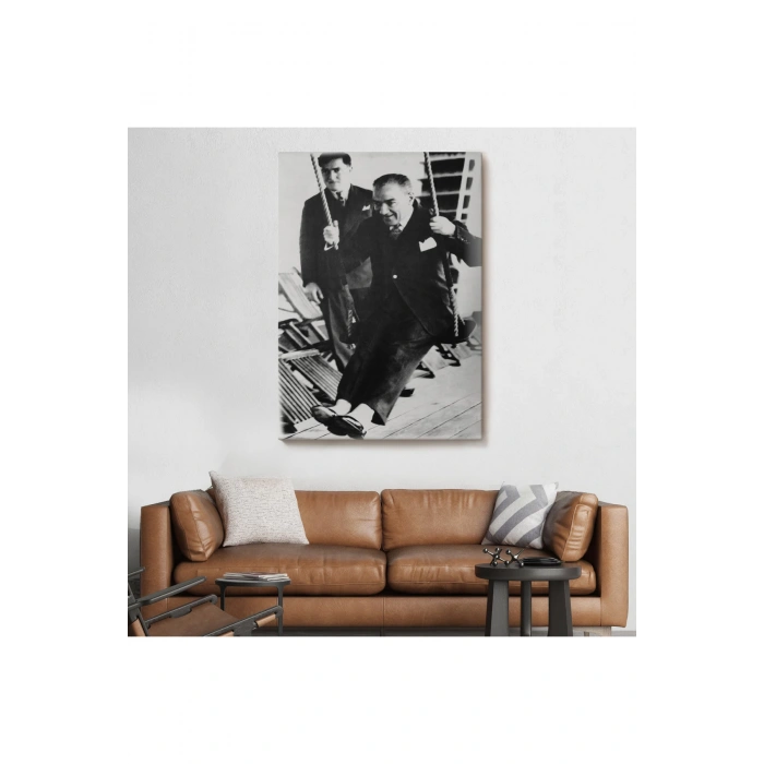 Atatürk Portre Tablosu Mustafa Kemal Atatürk Dikdörtgen Dekoratif Kanvas Tablo-FÜ-146