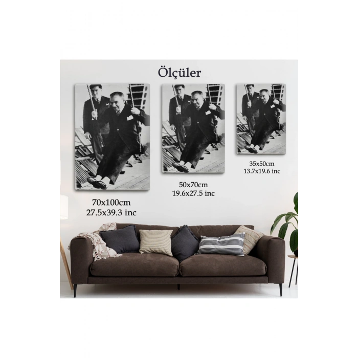 Atatürk Portre Tablosu Mustafa Kemal Atatürk Dikdörtgen Dekoratif Kanvas Tablo-FÜ-146