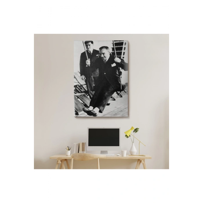 Atatürk Portre Tablosu Mustafa Kemal Atatürk Dikdörtgen Dekoratif Kanvas Tablo-FÜ-146