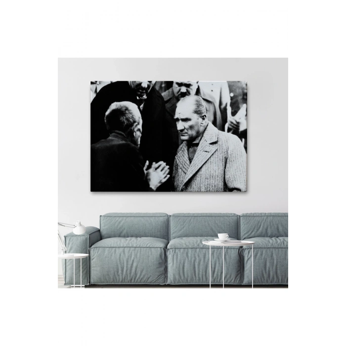 Atatürk Portre Tablosu Mustafa Kemal Atatürk Dikdörtgen Dekoratif Kanvas Tablo-FV-147