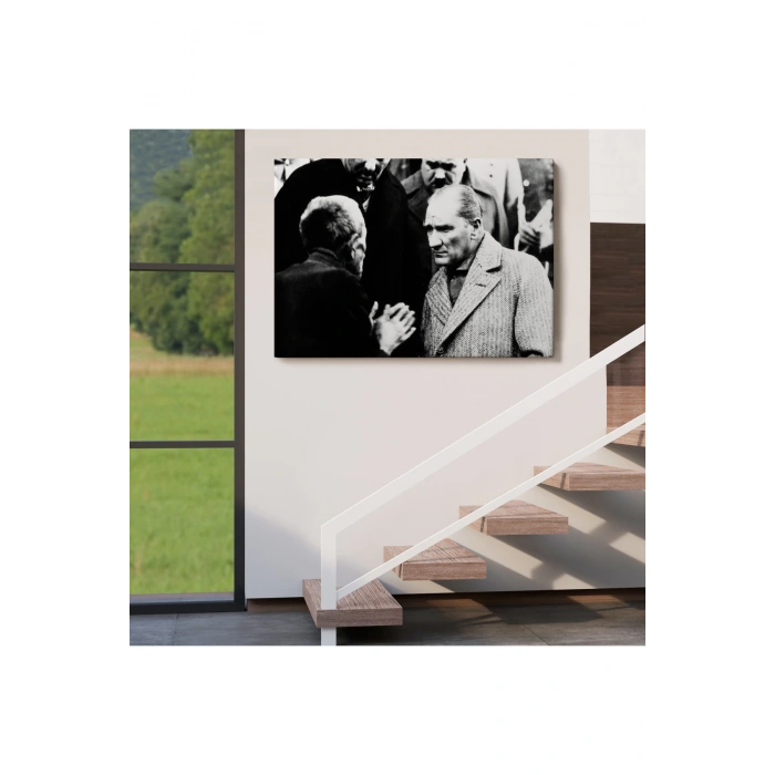 Atatürk Portre Tablosu Mustafa Kemal Atatürk Dikdörtgen Dekoratif Kanvas Tablo-FV-147