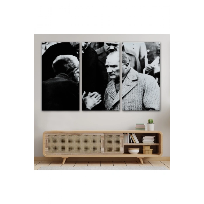 Atatürk Portre Tablosu Mustafa Kemal Atatürk Dikdörtgen Dekoratif Kanvas Tablo-FV-147