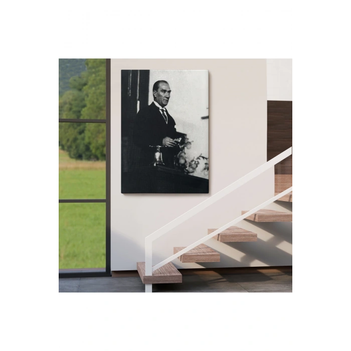 Atatürk Portre Tablosu Mustafa Kemal Atatürk Dikdörtgen Dekoratif Kanvas Tablo-FY-148